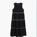 Madewell Dresses | Madewell Womens Sleeveless Black Rickrack Cattail Tiered Midi Dress Size Xxs | Color: Black/Red | Size: Xxs