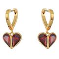 Kate Spade Jewelry | Kate Spade Rock Solid Dangle Hoop Huggies Earrings Crystal Heart Charm | Color: Gold/Red | Size: Os