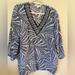 Michael Kors Tops | Michael Kors Palm Print Sheer Embellished V Neck Top Size Xl | Color: Black/White | Size: Xl