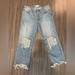 Free People Jeans | Free People Maggie Mid Rise Straight Leg Blue Denim Chewed Hem Jeans 30 New | Color: Blue | Size: 30