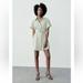 Zara Dresses | Linen Belted Zara Dress- Light Green | Color: Green | Size: M