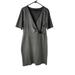 Ralph Lauren Dresses | Lauren Ralph Lauren Herringbone Knit Faux Leather Trim Dress | Color: Black/Gray | Size: L
