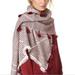 Madewell Accessories | Madewell Woven Knit Chunky Oversized Scarf Shawl White Maroon Wool Blend Pom Pom | Color: Red/White | Size: Os