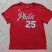 Nike Shirts & Tops | Nike Phila Basketball Shirt Mens Red Size L Simmons 25 Short Sleeve | Color: Red | Size: Lb