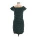 Boden Casual Dress - Sheath Square Short sleeves: Teal Print Dresses - Women's Size 10 Petite