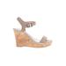 Charles by Charles David Wedges: Tan Print Shoes - Women's Size 6 - Open Toe