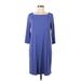 Eileen Fisher Casual Dress - Shift Square 3/4 sleeves: Blue Solid Dresses - Women's Size Medium