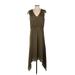 Vince Camuto Casual Dress - Midi V Neck Sleeveless: Green Print Dresses - Women's Size Small