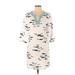 Talbots Casual Dress - Shift V Neck 3/4 sleeves: Ivory Dresses - Women's Size X-Small