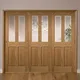 Freedom Elveden 4 Panel 2 Lite Frosted Glazed Oak Veneer Internal Tri-Fold Door Set, (H)2035mm (W)2146mm