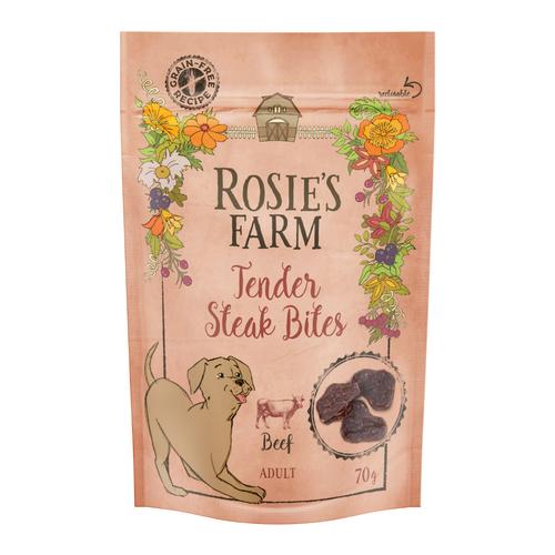 „5 x 70 g Rosie’s Farm Snacks „“Tender Steak Bites““ Rind“