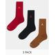 Jordan everyday cushion 3 pack crew socks in red, brown and black