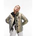 Topshop Sno high shine ski puffer jacket in gold metallic-Yellow