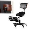 TUJOBA Saddle Chair Ergonomic Saddle Posture Chair Adjustable Height, Angled Kneeling Seat with Backrest & Footrest, Massage/Spa/Dental Clinic Rolling Stool