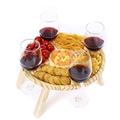 YWMSGM Portable Wine Picnic Table with 4 Glass Holders Wood Outdoor Folding Picnic Table, Wine Lover Gift, Fruit Cheese Snack Bed Picnic Tray for Beach, Potluck, Camping, Concert at Park