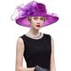 RZTA Women's Kentucky Derby Church Dress Hat Wide Brim Leaf Flower Bridal Shower Hat Z1-BrightPurple