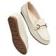 COOL COSER C Women's Wide Loafers Casual Slip on Flat Shoes Women's Comfort Penny Loafers with Arch Support Women Dressy Moccasins, Beige Pu, 11 Wide