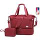 Travel Duffel Bag for Women, Gym Tote Bag with Shoe Compartment & Wet Pocket, Lightweight Holdall Luggage Bag, Weekend Bag with Trolley Sleeve for Vacation, Dance (Red)