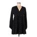 Zara Casual Dress - Mini V Neck Long sleeves: Black Polka Dots Dresses - Women's Size X-Small
