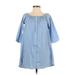 Bobeau Casual Dress - A-Line: Blue Print Dresses - Women's Size Small