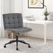 Latitude Run® Armless Upholstered Swivel Task Chair Upholstered, Linen in Gray | 33.75 H x 25 W x 20.5 D in | Wayfair