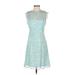Betsey Johnson Casual Dress - A-Line: Teal Jacquard Dresses - Women's Size 0