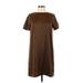 H&M Casual Dress - Shift Crew Neck Short sleeves: Brown Print Dresses - Women's Size 10