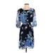 Kate and Lily Casual Dress Scoop Neck 3/4 sleeves: Blue Floral Dresses - Women's Size 4 Petite