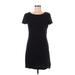 Theory Casual Dress - Shift Scoop Neck Short sleeves: Black Print Dresses - Women's Size 8