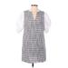 Zara Casual Dress - Shift V Neck Short sleeves: Gray Dresses - Women's Size Small