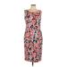 Black Label by Evan Picone Cocktail Dress - Sheath Scoop Neck Sleeveless: Pink Floral Dresses - Women's Size 10