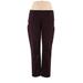 Lands' End Casual Pants - Mid/Reg Rise Straight Leg Boyfriend: Burgundy Bottoms - Women's Size 14