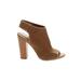 Aldo Heels: Slingback Chunky Heel Casual Brown Solid Shoes - Women's Size 8 1/2 - Open Toe