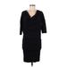 James Perse Casual Dress - Bodycon Cowl Neck 3/4 sleeves: Black Solid Dresses - Women's Size Medium