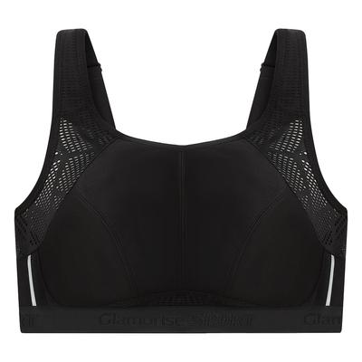 GLAMORISE - Atmungsaktiver Mesh-Sport-BH - Schwarz Unterwäsche Damen