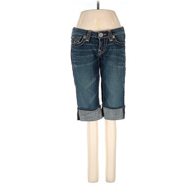 True Religion Jeans - Mid/Reg Rise Straight Leg Cropped: Blue Bottoms - Women's Size 27 - Dark Wash