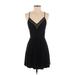 Cope Casual Dress - Mini V Neck Sleeveless: Black Solid Dresses - Women's Size Small