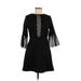 Shein Cocktail Dress - A-Line Crew Neck 3/4 sleeves: Black Print Dresses - Women's Size Medium