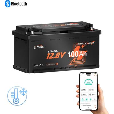 12V 100Ah LiFePO4 Wohnmobil-Untersitz-Batterie mit Smart bms & Bluetooth, Tieftemperaturschutz,