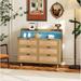 43.31"6-Drawers Rattan Storage Cabinet Rattan Drawer with LED Lights and Power Outlet,for Bedroom,Living Room