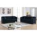 3-seat Sectional Sofa Sets Velvet Loveseat Sofa Button Tufted Lounge Sofa with Pillows and Nailhead Arms for Living Room, Black