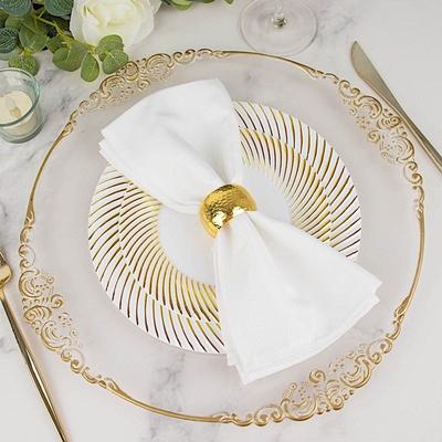 20 Pack Round Disposable Plates with Gold Geometric Design