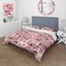 Designart "Pink Sakura Blossoms Floral II" Abstract Bed Cover Set With 2 Shams