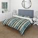 Designart "Classic Beige And Green Elegance Striped Pattern I" Green Modern Bed Cover Set With 2 Shams