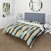 Designart "Blue And Beige Striped Pattern Harmony" Gold Modern Bedding Cover Set With 2 Shams