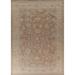 Floral Oushak Vegetable Dye Area Rug Hand-Knotted Brown Wool Carpet - 9'0"x 13'0"