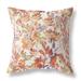 16" X 16" Red, Peach And Cream Broadcloth Floral Throw Pillow