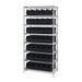 Quantum Storage Systems B815568 WR8-461 Chrome Wire Shelving with 35 SSB461 Stackable Shelf Bins Black - 36 x 18 x 74 in.