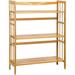 Bamboo Shelf 3-Tier Bookshelf Bookcase Free-Standing Storage Shelf Plant Flower Stand Max Load 35LBS Per Shelf Utility Shelf Rack for Living Room Bathroom Kitchen Home Natural