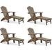 Efurden Outdoor Adirondack Chair Set of 4 All Weather Folding Adirondack Chair with Footrest for Patio Porch Poolside (Brown)